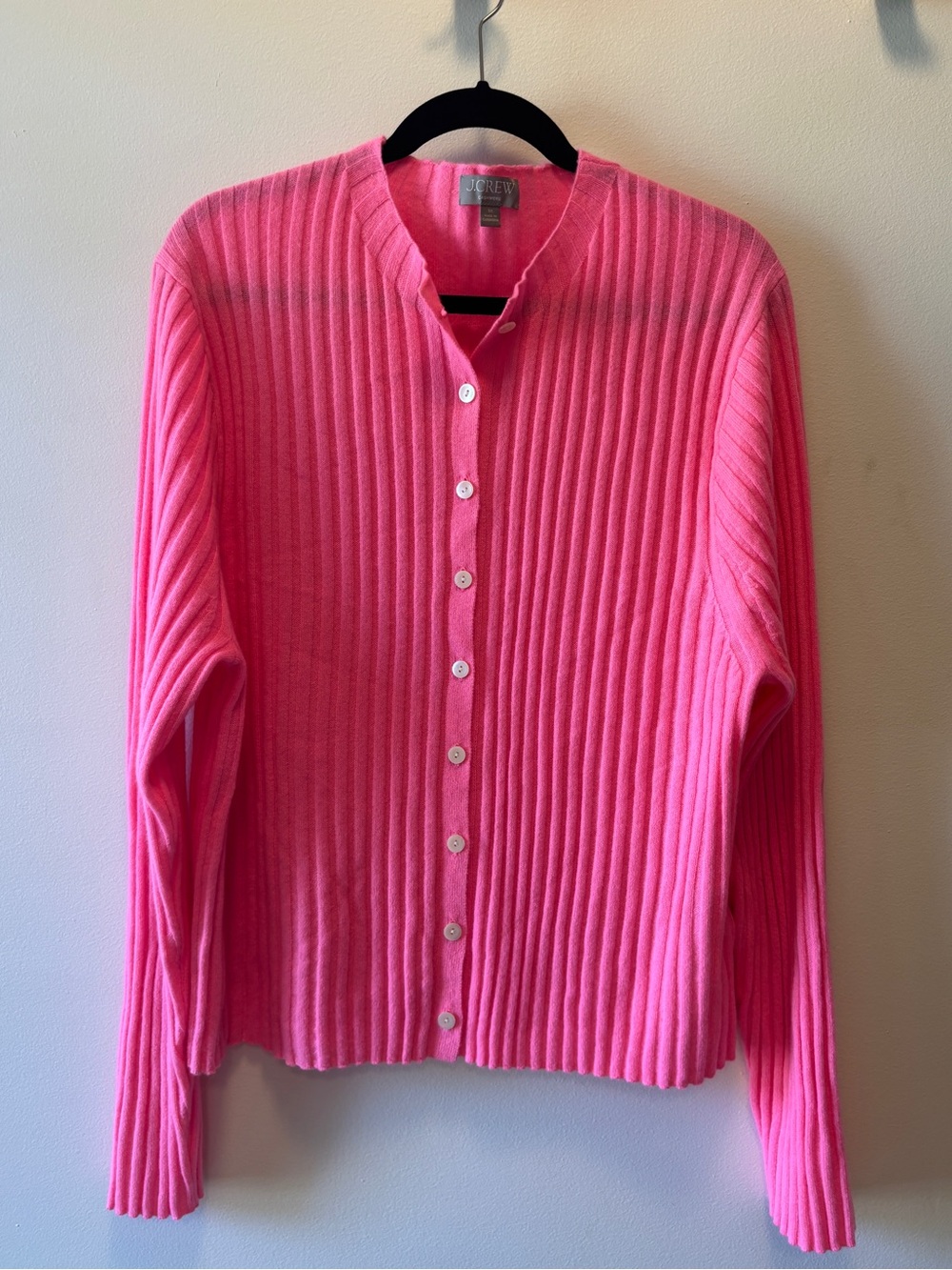 J. Crew Wide-rib Cashmere Cardigan Neon Pink Plus Size Women’s 3X